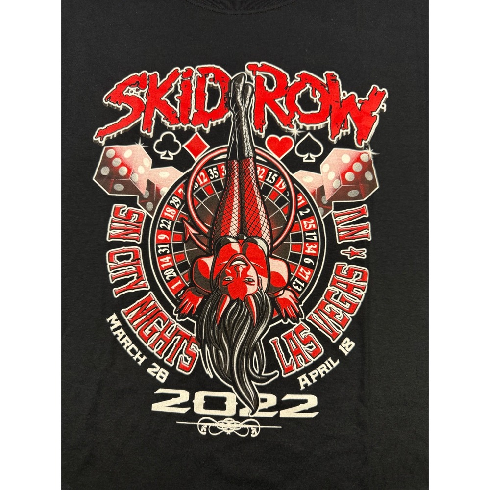 Skid Row Sin City Nights Las Vegas 2022 Concert T-Shirt Black Large Heavy Metal